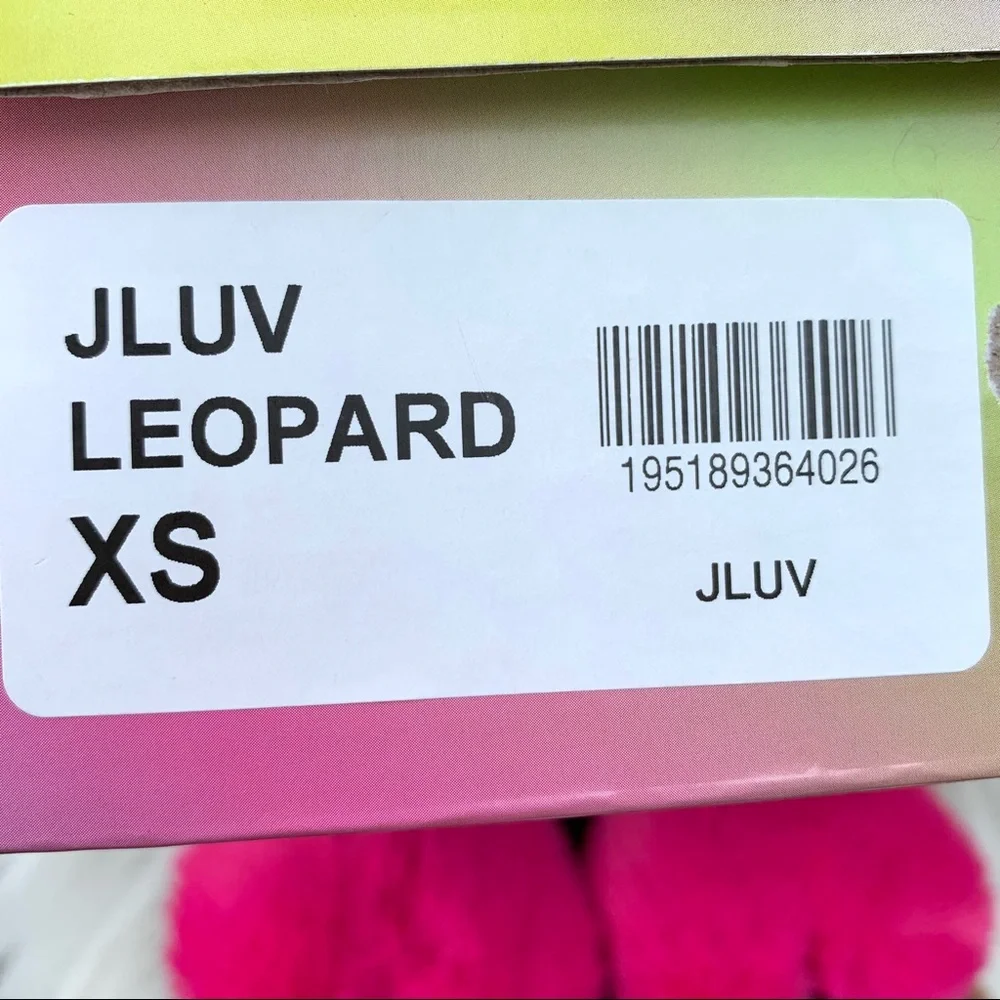 Steve Madden Girls Slippers Faux Fur Leopard & Pink Heart Slippers Youth XS